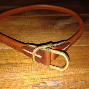 441/15 - de ahorque regulable cuero flor cosido a mano, bronce